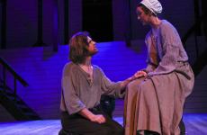 Sterling College seniors Luke Harding (kneeling) and Katie Lumbert played John and Elizabeth Proctor in “The Crucible.” Both were nominated for the Irene Ryan Acting Awards by the American College Theatre Festival recently. The college performed Arthur Mi