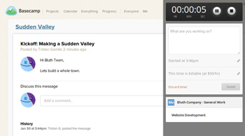 Tracking time anywhere on the web, like Basecamp.