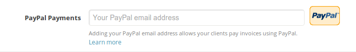 Add your PayPal email address to start accepting payments for your invoices