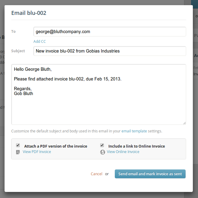 Email messages are created automatically from your email templates.