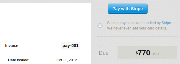 Pay With Stripe button on an invoice