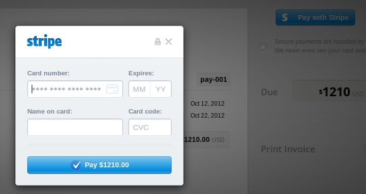 Stripe credit card form